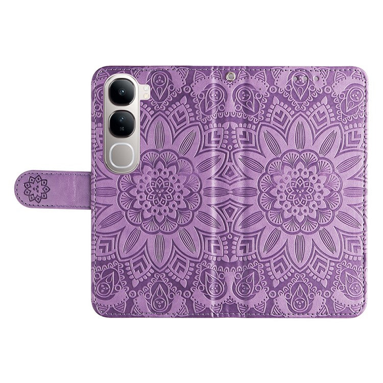 Leather Case for vivo Y300 5G / Y200 5G / V40 Lite (Indonesia) 5G / 4G Sunflower Wallet Cover - Purple