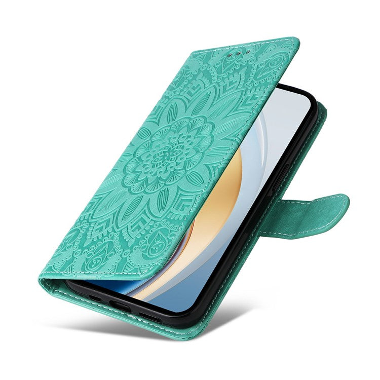 Leather Case for vivo Y300 5G / Y200 5G / V40 Lite (Indonesia) 5G / 4G Sunflower Wallet Cover - Green