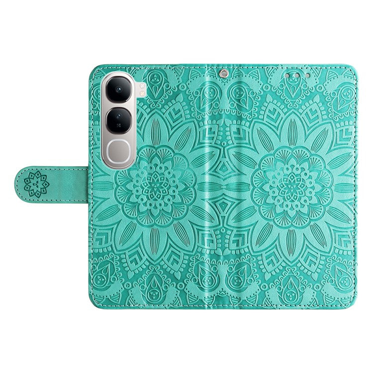 Leather Case for vivo Y300 5G / Y200 5G / V40 Lite (Indonesia) 5G / 4G Sunflower Wallet Cover - Green