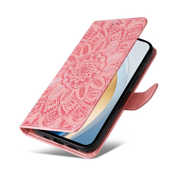 Leather Case for vivo Y300 5G / Y200 5G / V40 Lite (Indonesia) 5G / 4G Sunflower Wallet Cover - Pink