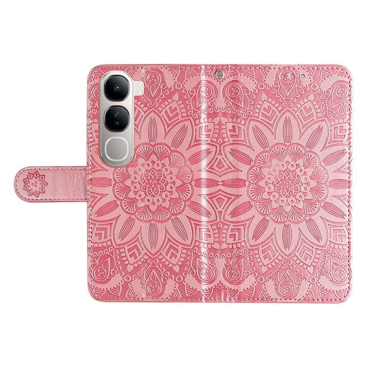 Leather Case for vivo Y300 5G / Y200 5G / V40 Lite (Indonesia) 5G / 4G Sunflower Wallet Cover - Pink