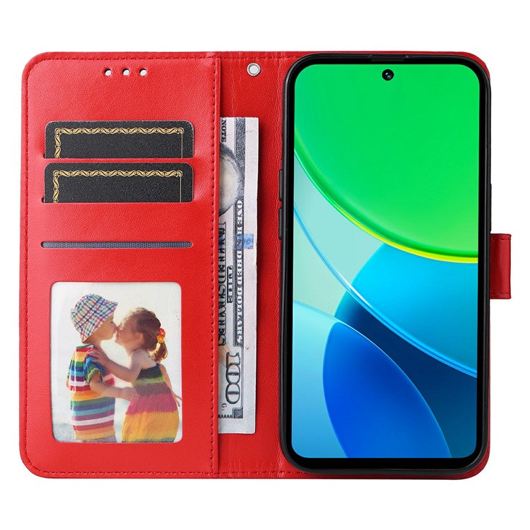 For vivo Y19s 4G Case Sunflower Imprint Leather Wallet Phone Cover - Red