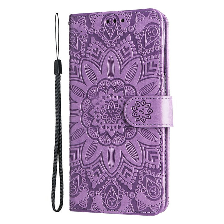 For vivo Y19s 4G Case Sunflower Imprint Leather Wallet Phone Cover - Purple