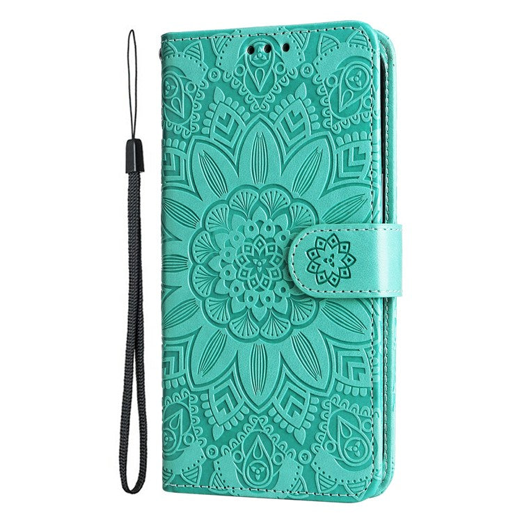 For vivo Y19s 4G Case Sunflower Imprint Leather Wallet Phone Cover - Green