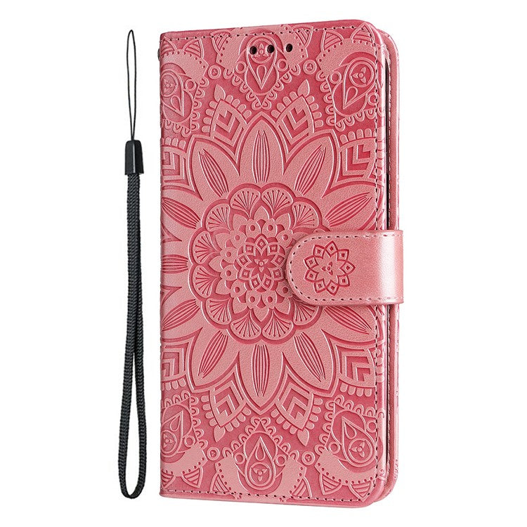 For vivo Y19s 4G Case Sunflower Imprint Leather Wallet Phone Cover - Pink