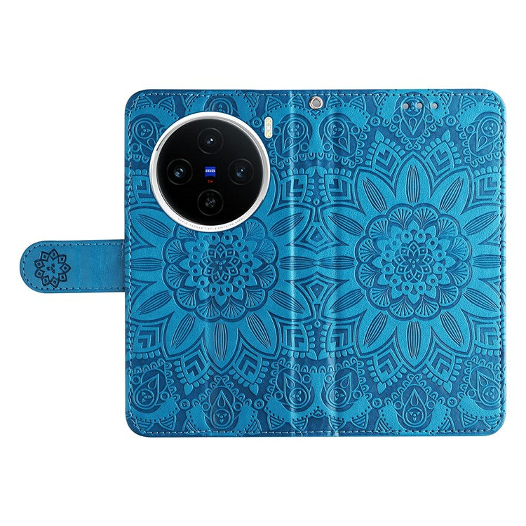 For vivo X200 5G Case Sunflower Imprint Leather Wallet Phone Cover - Blue