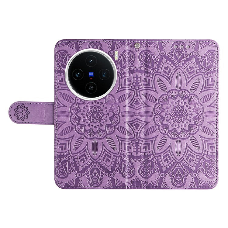 For vivo X200 5G Case Sunflower Imprint Leather Wallet Phone Cover - Purple