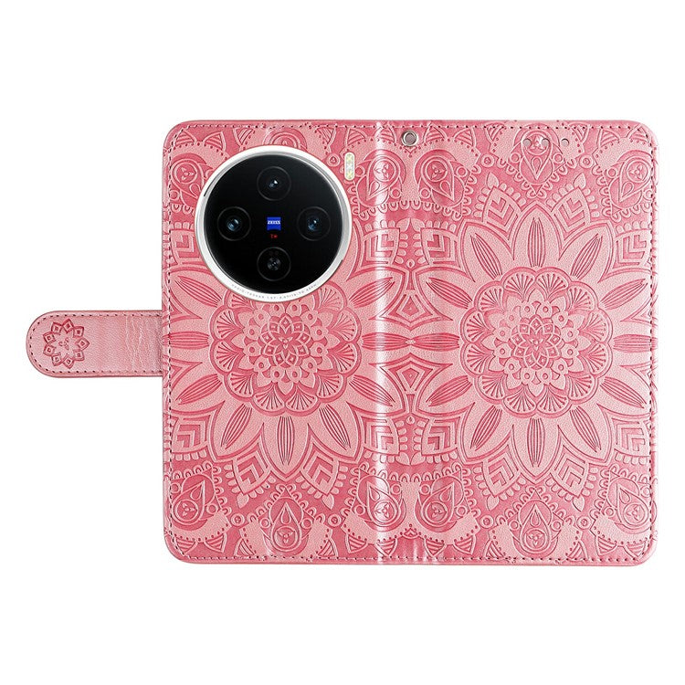 For vivo X200 5G Case Sunflower Imprint Leather Wallet Phone Cover - Pink