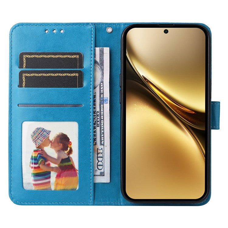 For vivo X200 Pro 5G Case Sunflower Imprint Leather Wallet Phone Cover - Blue