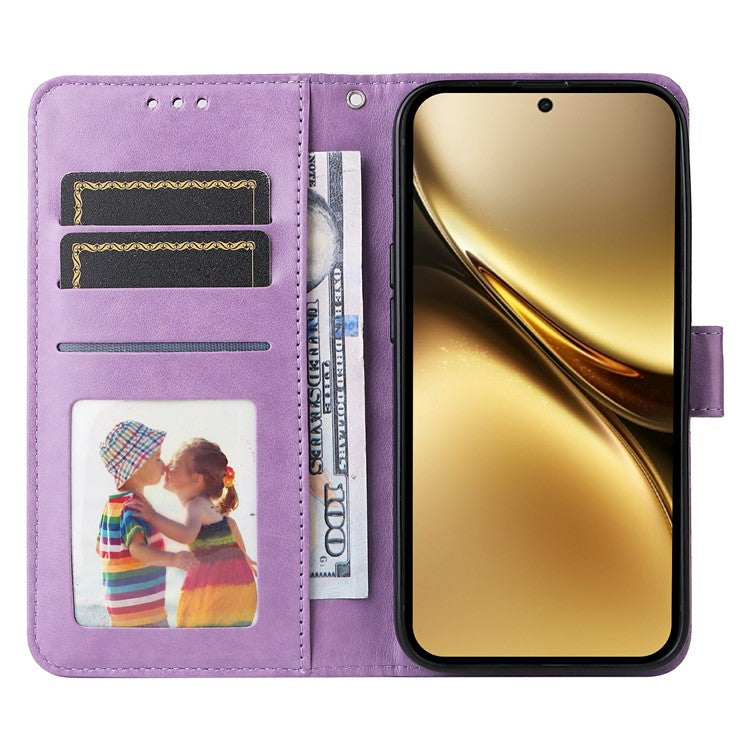 For vivo X200 Pro 5G Case Sunflower Imprint Leather Wallet Phone Cover - Purple