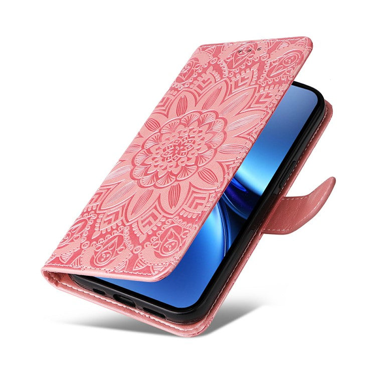 For vivo X200 Pro 5G Case Sunflower Imprint Leather Wallet Phone Cover - Pink