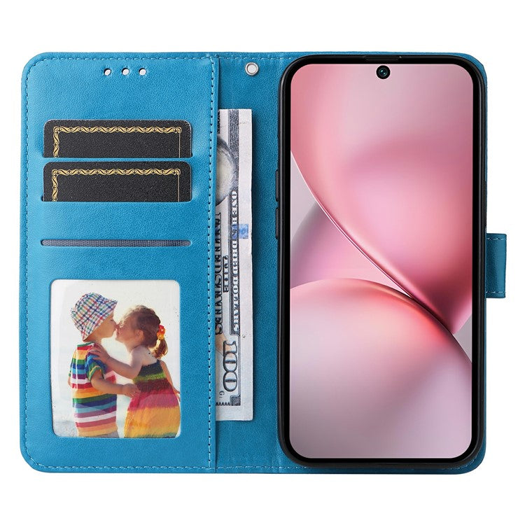 For vivo X200 Pro mini 5G Case Sunflower Imprint Leather Wallet Phone Cover - Blue