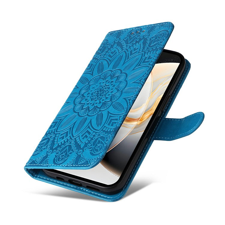 For vivo X200 Pro mini 5G Case Sunflower Imprint Leather Wallet Phone Cover - Blue