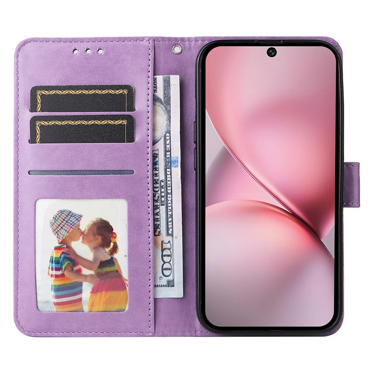 For vivo X200 Pro mini 5G Case Sunflower Imprint Leather Wallet Phone Cover - Purple