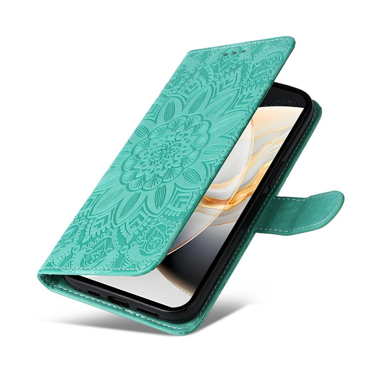 For vivo X200 Pro mini 5G Case Sunflower Imprint Leather Wallet Phone Cover - Green