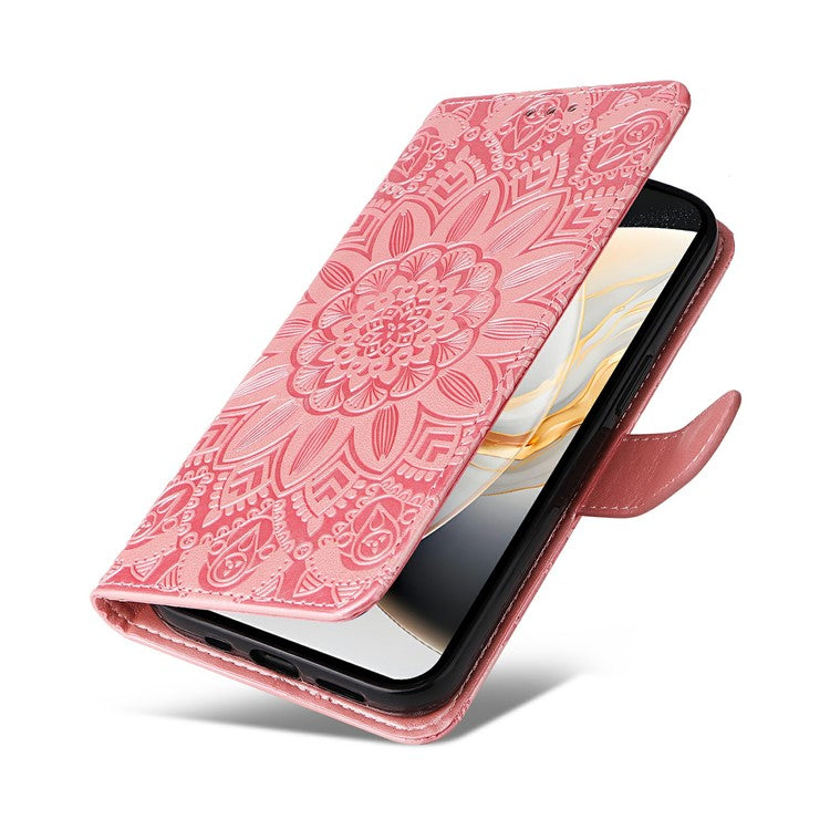 For vivo X200 Pro mini 5G Case Sunflower Imprint Leather Wallet Phone Cover - Pink