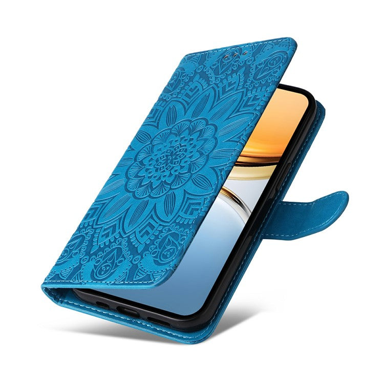 For vivo Y300 Pro 5G Case Sunflower Imprint Leather Wallet Phone Cover - Blue