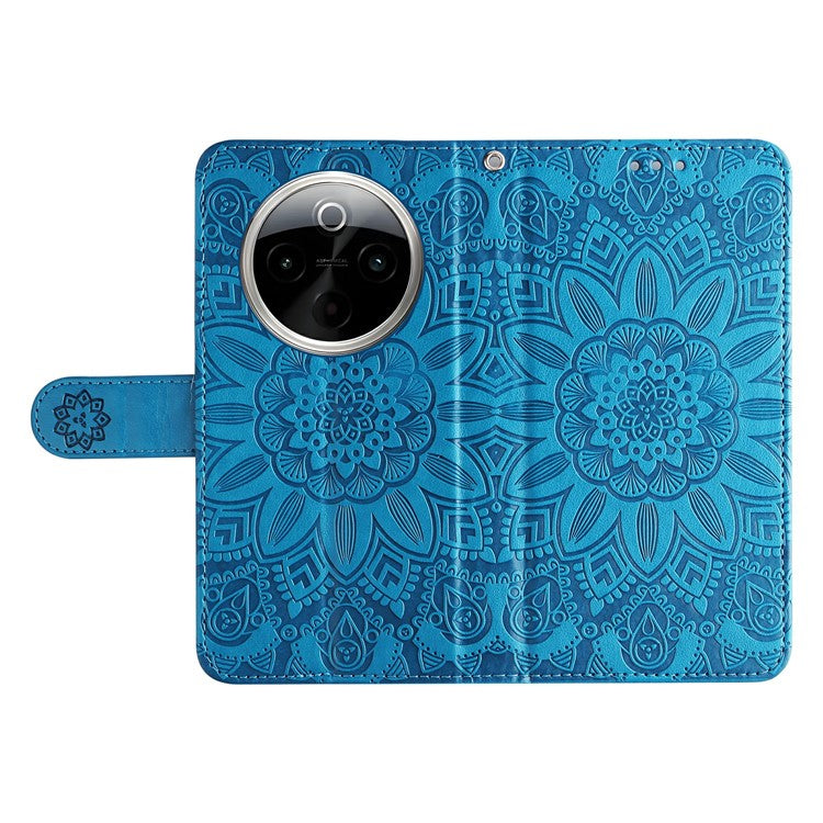 For vivo Y300 Pro 5G Case Sunflower Imprint Leather Wallet Phone Cover - Blue