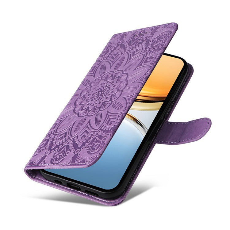 For vivo Y300 Pro 5G Case Sunflower Imprint Leather Wallet Phone Cover - Purple