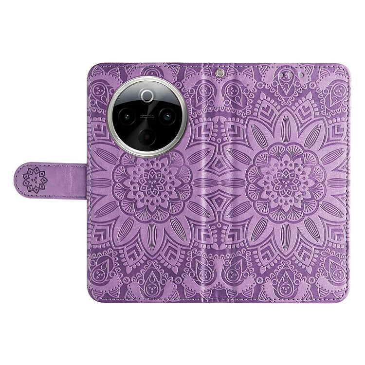 For vivo Y300 Pro 5G Case Sunflower Imprint Leather Wallet Phone Cover - Purple