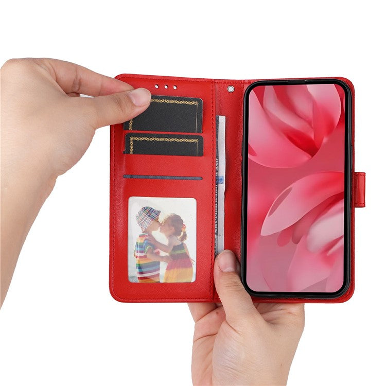 For Google Pixel 9a Case Sunflower Imprint Leather Wallet Phone Cover - Red