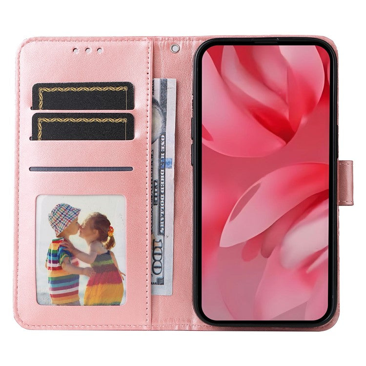 For Google Pixel 9a Case Sunflower Imprint Leather Wallet Phone Cover - Pink