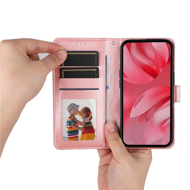 For Google Pixel 9a Case Sunflower Imprint Leather Wallet Phone Cover - Pink