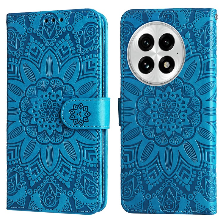 For OnePlus 13 Case Sunflower Imprint Leather Wallet Phone Cover - Blue