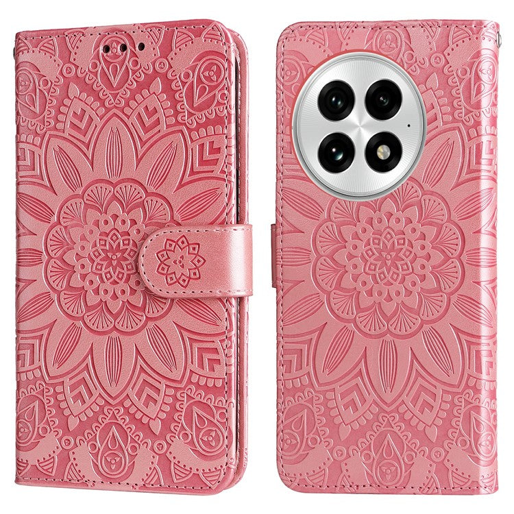 For OnePlus 13 Case Sunflower Imprint Leather Wallet Phone Cover - Pink