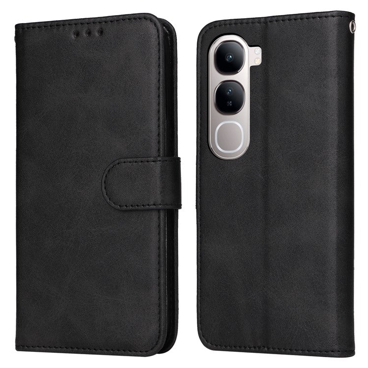 Wallet Case for vivo Y300 5G / Y200 5G / V40 Lite (Indonesia) 5G / 4G Leather Phone Cover - Black