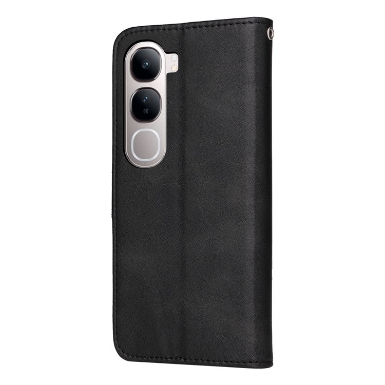 Wallet Case for vivo Y300 5G / Y200 5G / V40 Lite (Indonesia) 5G / 4G Leather Phone Cover - Black