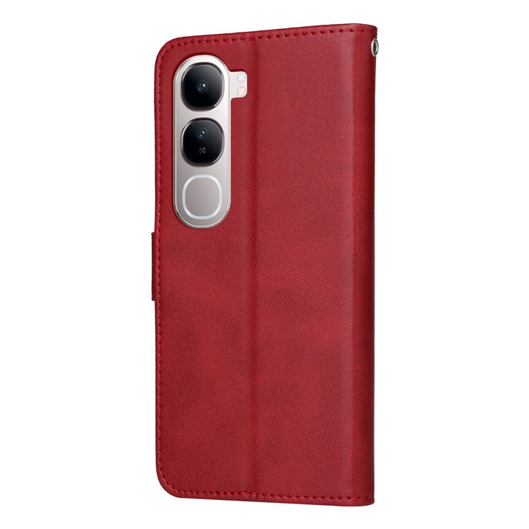 Wallet Case for vivo Y300 5G / Y200 5G / V40 Lite (Indonesia) 5G / 4G Leather Phone Cover - Red