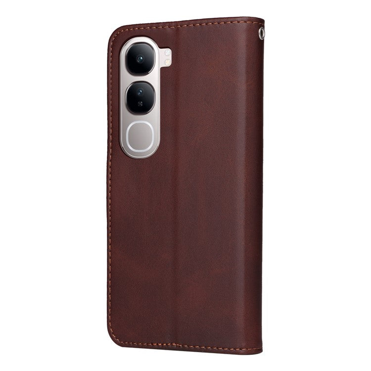 Wallet Case for vivo Y300 5G / Y200 5G / V40 Lite (Indonesia) 5G / 4G Leather Phone Cover - Brown