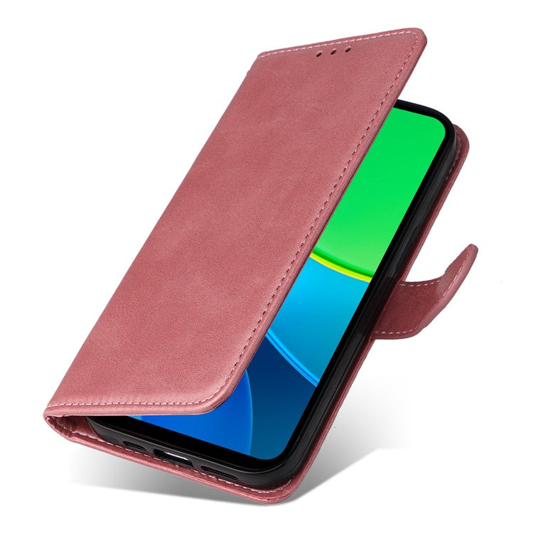 For vivo Y19s 4G Case Wallet PU Leather Folio Flip Phone Cover - Pink