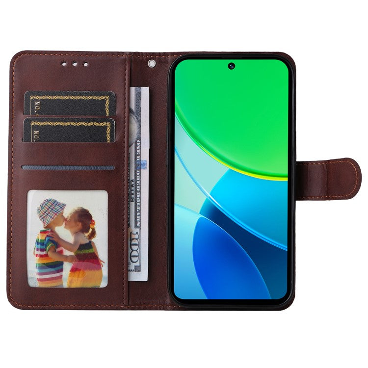 For vivo Y19s 4G Case Wallet PU Leather Folio Flip Phone Cover - Brown