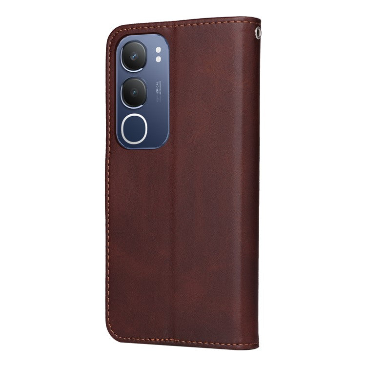 For vivo Y19s 4G Case Wallet PU Leather Folio Flip Phone Cover - Brown