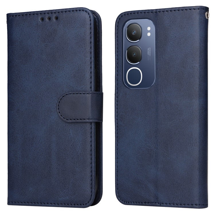 For vivo Y19s 4G Case Wallet PU Leather Folio Flip Phone Cover - Blue