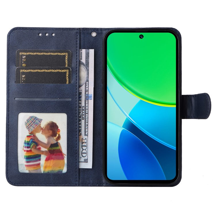 For vivo Y19s 4G Case Wallet PU Leather Folio Flip Phone Cover - Blue