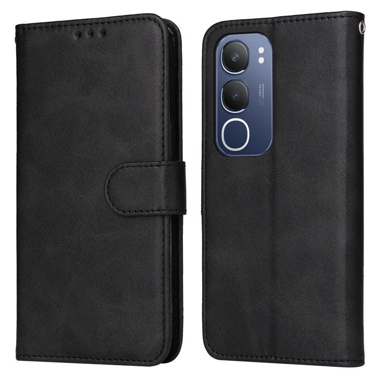 For vivo Y19s 4G Case Wallet PU Leather Folio Flip Phone Cover - Black