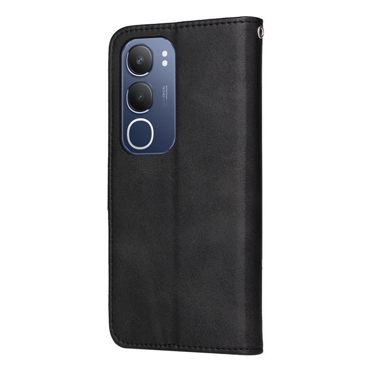 For vivo Y19s 4G Case Wallet PU Leather Folio Flip Phone Cover - Black