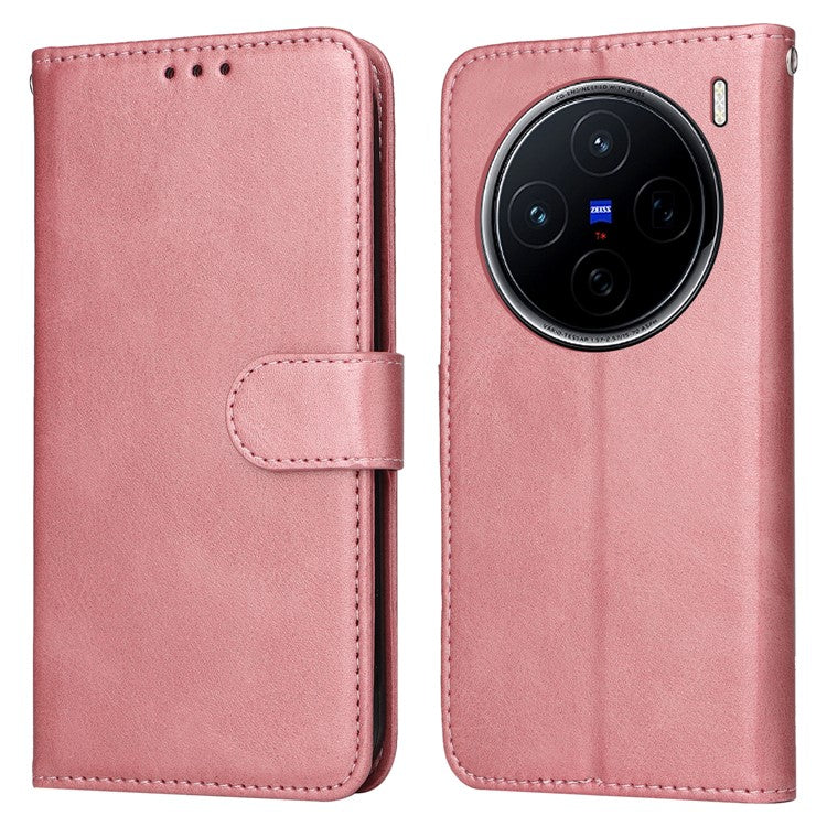 For vivo X200 5G Case Wallet PU Leather Folio Flip Phone Cover - Pink