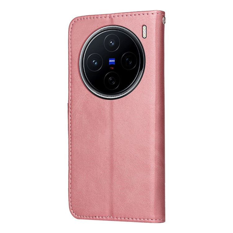 For vivo X200 5G Case Wallet PU Leather Folio Flip Phone Cover - Pink