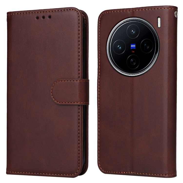 For vivo X200 5G Case Wallet PU Leather Folio Flip Phone Cover - Brown