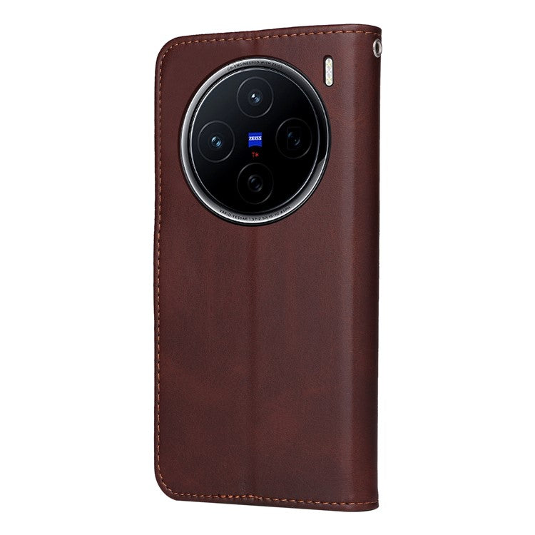 For vivo X200 5G Case Wallet PU Leather Folio Flip Phone Cover - Brown