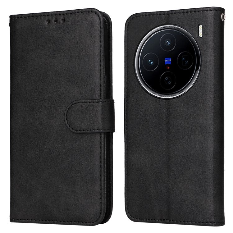 For vivo X200 5G Case Wallet PU Leather Folio Flip Phone Cover - Black