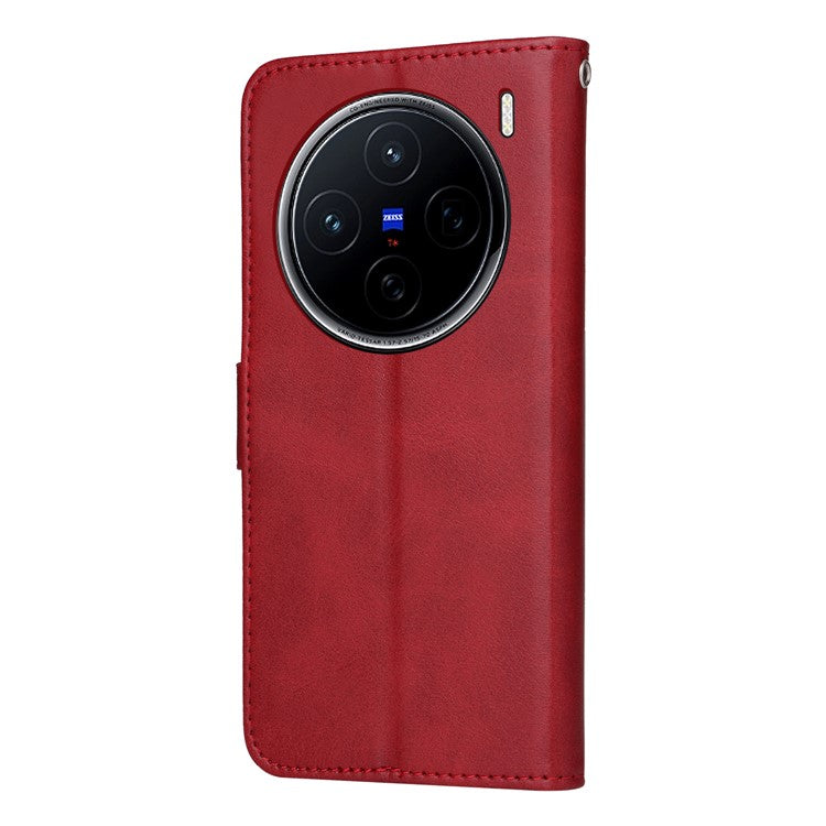 For vivo X200 5G Case Wallet PU Leather Folio Flip Phone Cover - Red