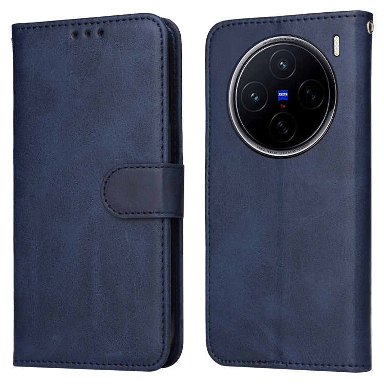 For vivo X200 5G Case Wallet PU Leather Folio Flip Phone Cover - Blue