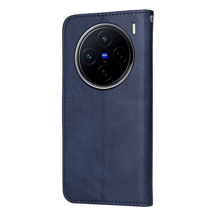 For vivo X200 5G Case Wallet PU Leather Folio Flip Phone Cover - Blue