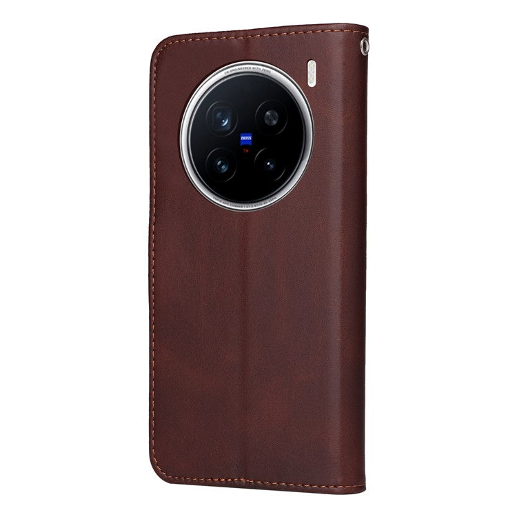 For vivo X200 Pro 5G Case Wallet PU Leather Folio Flip Phone Cover - Brown