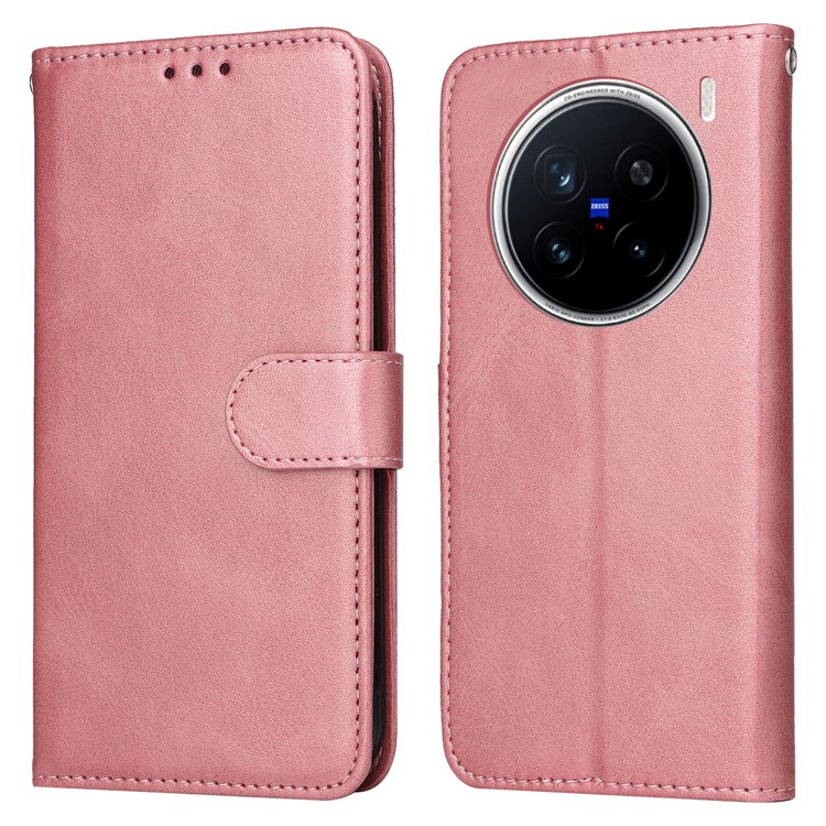 For vivo X200 Pro 5G Case Wallet PU Leather Folio Flip Phone Cover - Pink